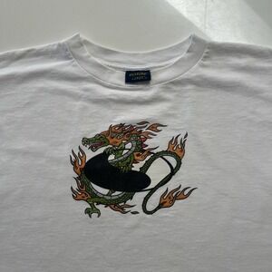 Vintage Y2K Extreme Limit Dragon T-shirt White Size X Large